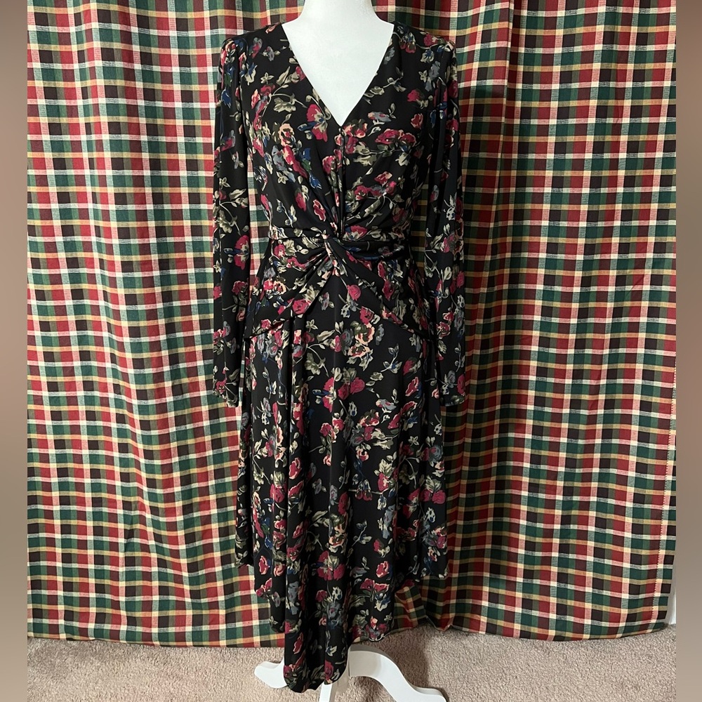 Ralph Lauren Black Floral Long Sleeve Dress